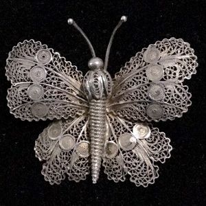 VTG Sterling Filigree Butterfly Brooch